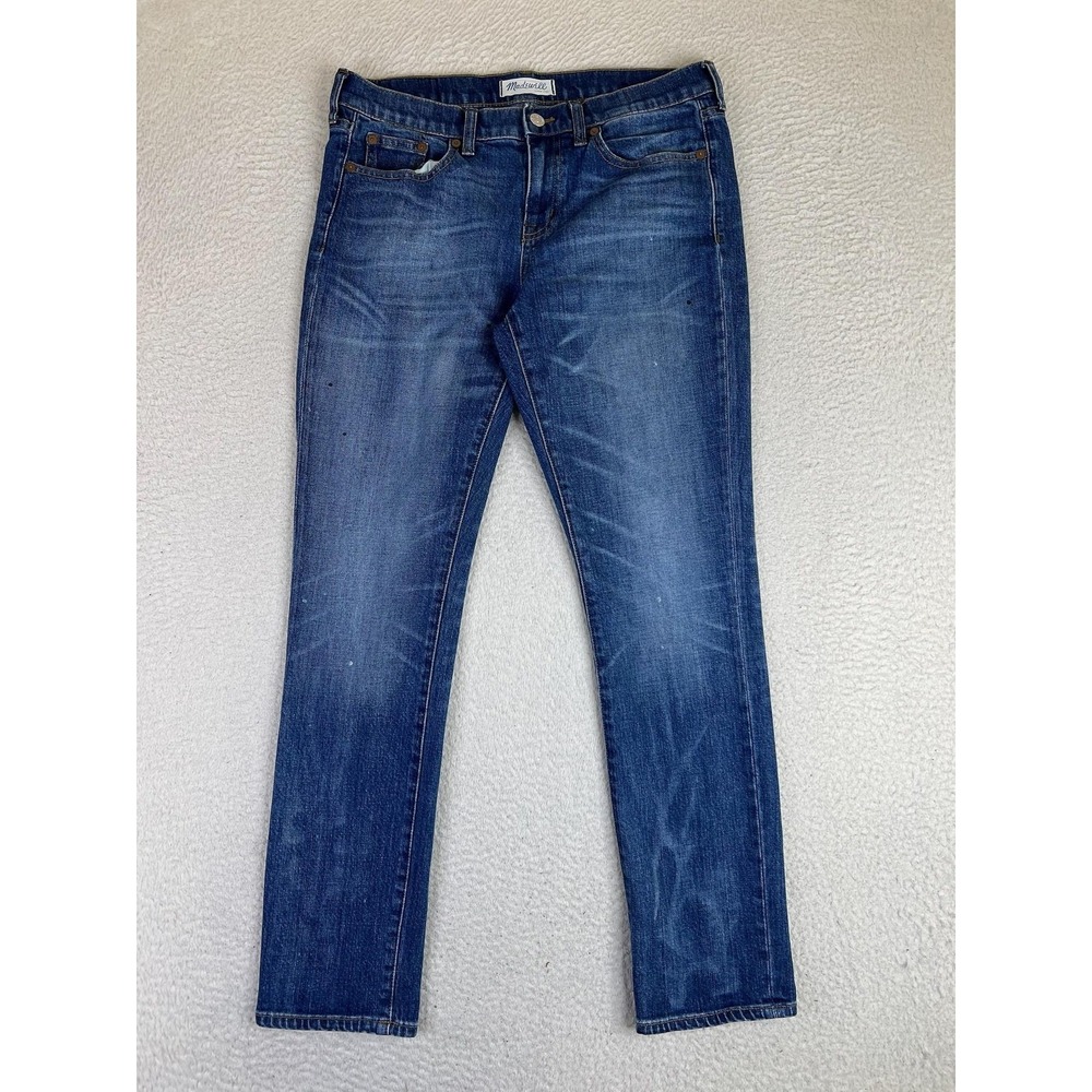 Madewell Slim Boyjean Jeans Womens 28 Blue Medium Wash Mid Rise B1381 Stretch